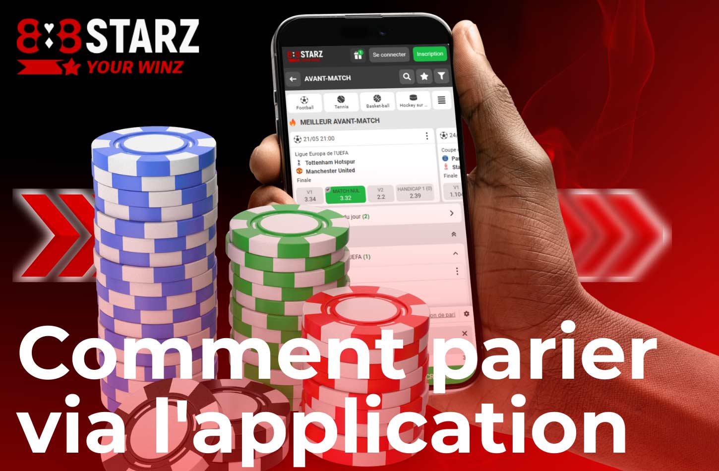 placer un pari sur une rencontre sportive via l'application 888Starz