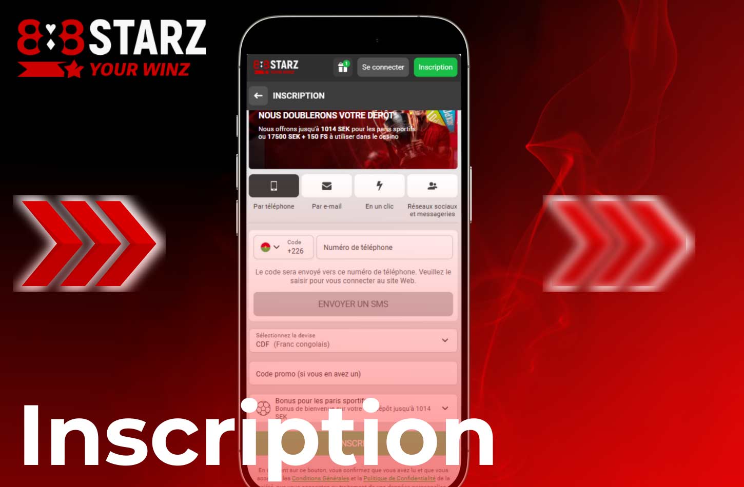 Il y a quatre façons simples et rapides de créer un compte 888Starz