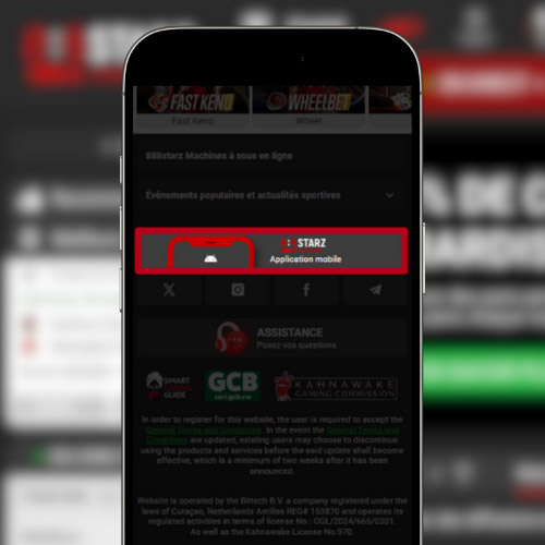 Sélectionnez le bouton « Application mobile » en bas de la page