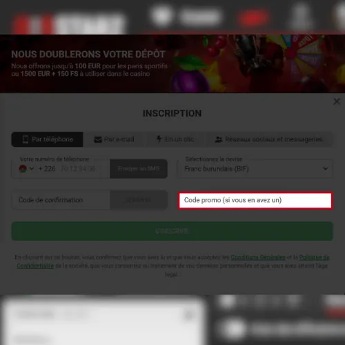 Entrez le code promotionnel